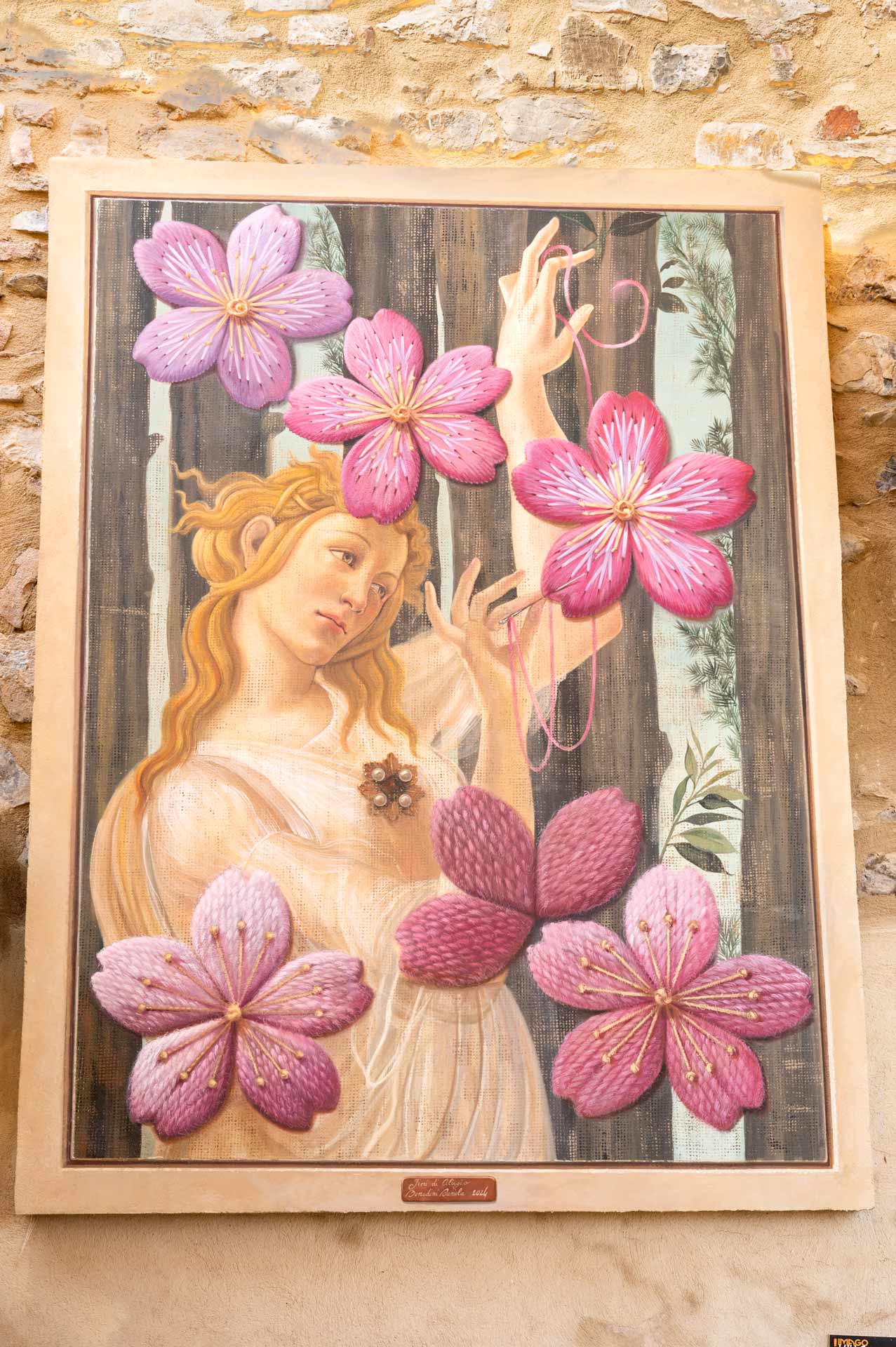 imago in villa - concorso internazionale di pittura trompe l'oeil - foto di un dipinto fiori di ciliegio di daniela benedini