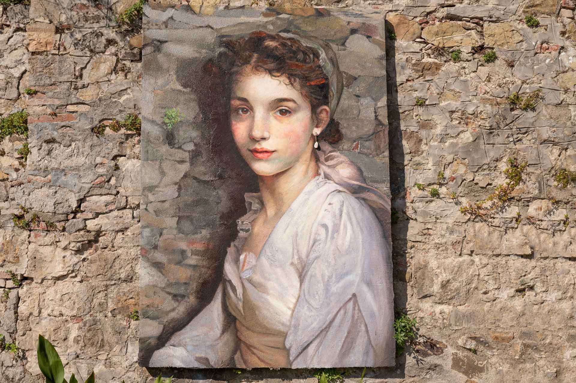 imago in villa - concorso internazionale di pittura trompe l'oeil - foto di un dipinto la ragazza con l'orecchino di pietra di luis alberto gomez de teran