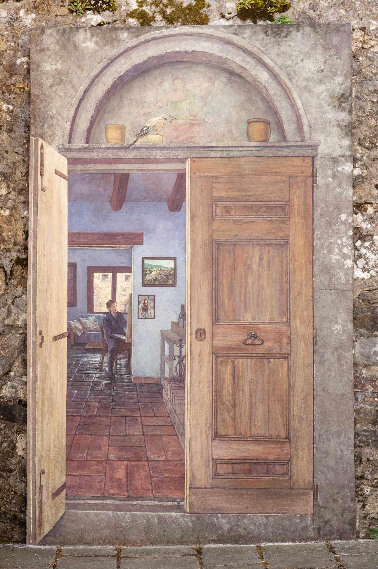 imago in villa - concorso internazionale di pittura trompe l'oeil - foto del dipinto la porta segreta di mario paolantonio